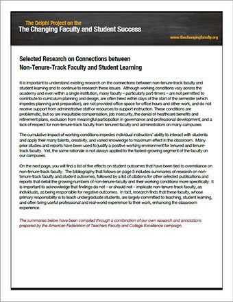 Selected Research on Connections between Non-Tenure-Track Faculty and Student Learning (2013)