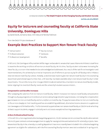 Equity for lecturers and counseling faculty at California State University, Dominguez Hills
