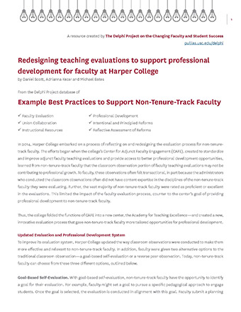Redesigning teaching evaluations to support professional development for faculty at Harper College