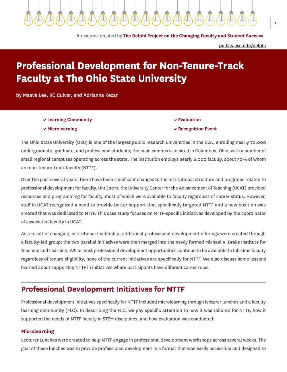 Professional Development for Non-Tenure-Track Faculty at The Ohio State University