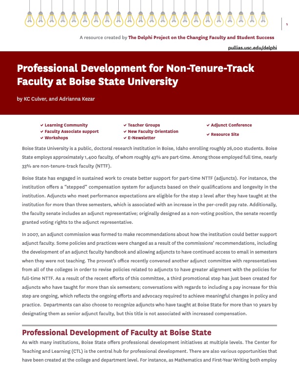 Professional Development for Non-Tenure-Track Faculty at Boise State University