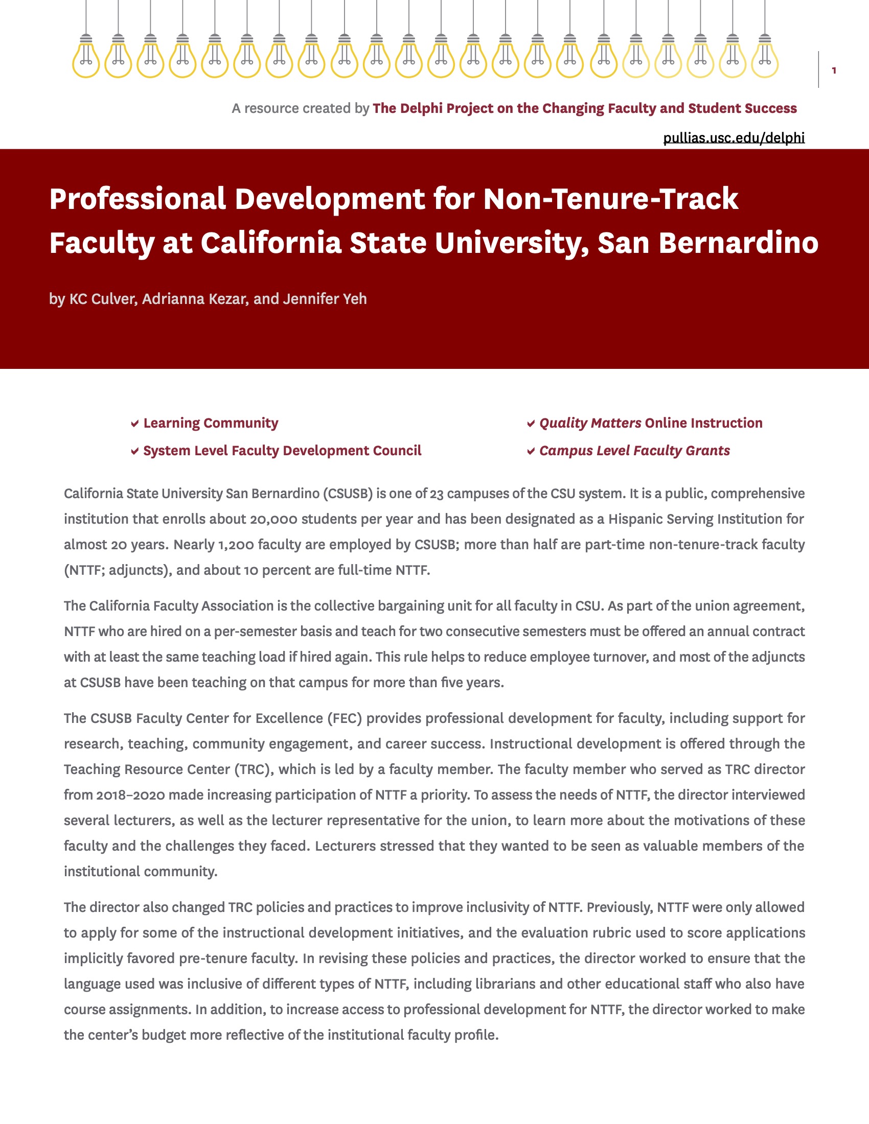 Professional Development for Non-Tenure-Track Faculty at California State University, San Bernardino