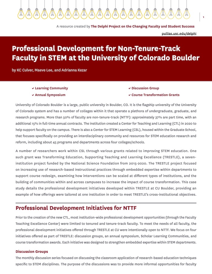 Professional Development for Non-Tenure-Track Faculty in STEM at the University of Colorado Boulder