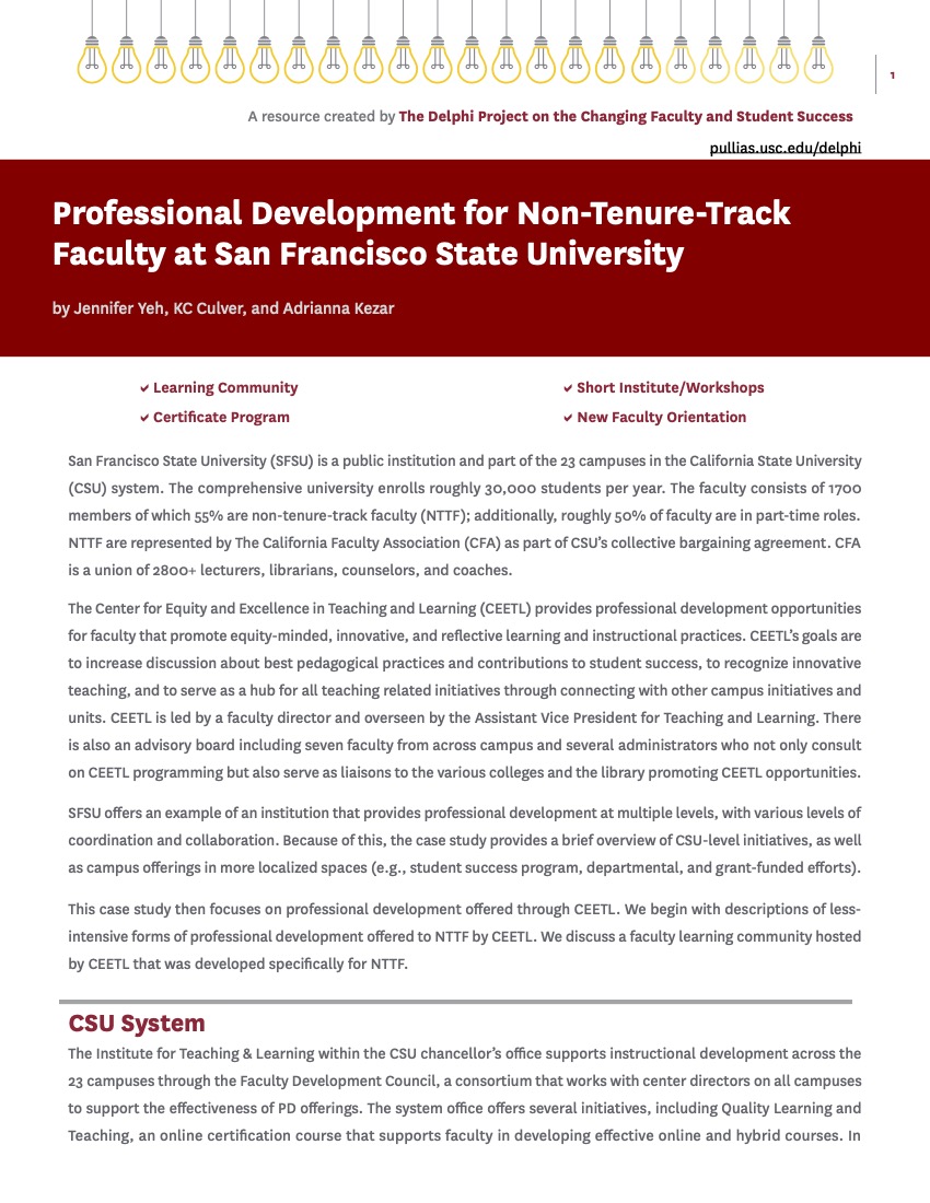 Professional Development for Non-Tenure-Track Faculty at San Francisco State University
