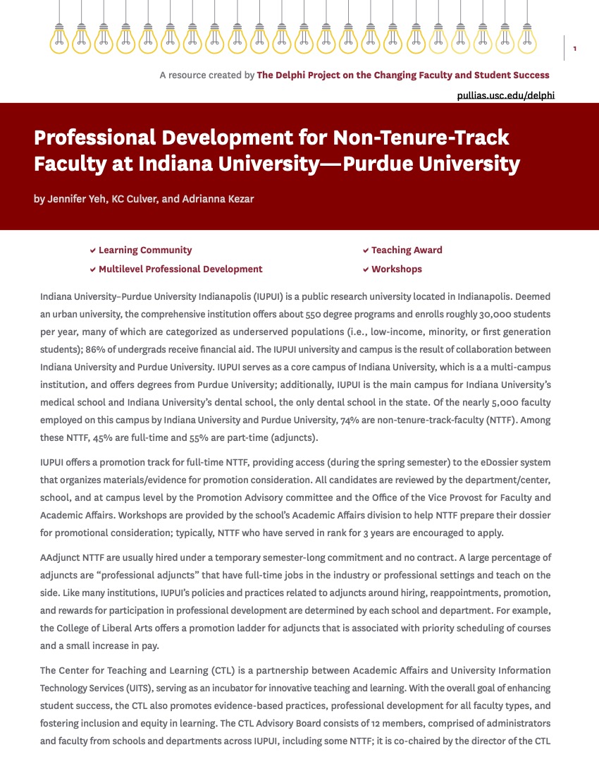 Professional Development for Non-Tenure-Track Faculty at Indiana University—Purdue University