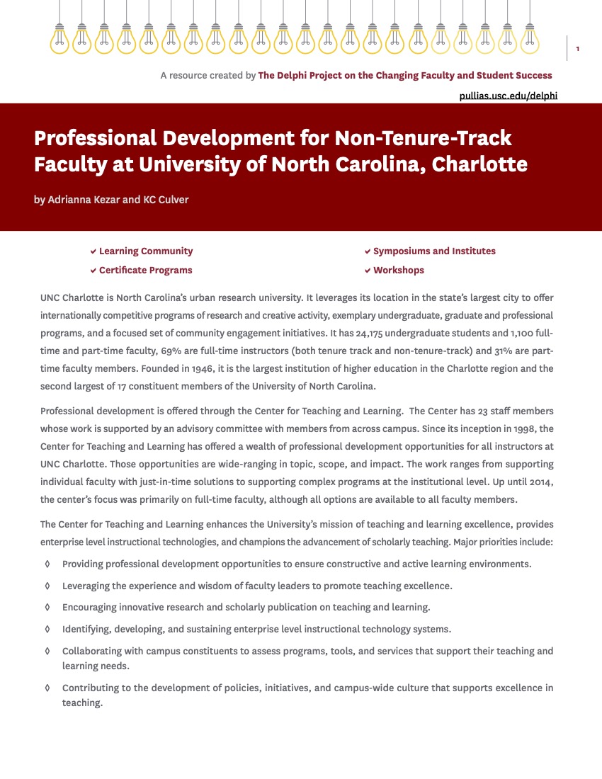 Professional Development for Non-Tenure-Track Faculty at University of North Carolina, Charlotte