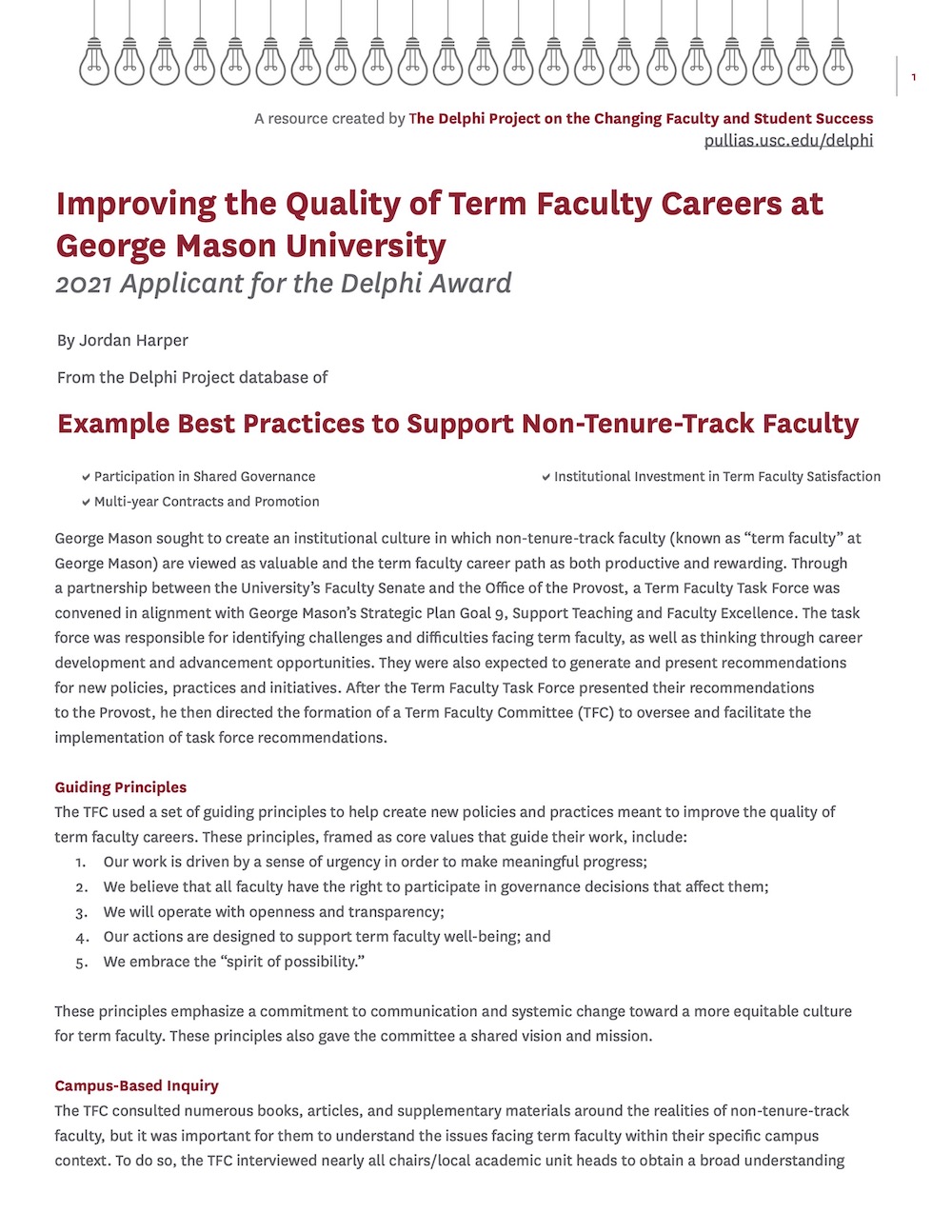 Improving the Quality of Term Faculty Careers at George Mason University