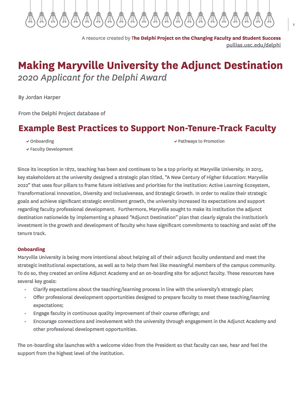 Making Maryville University the Adjunct Destination